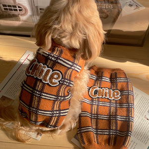 Vintage Plaid Pet Sweater Cat Clothes