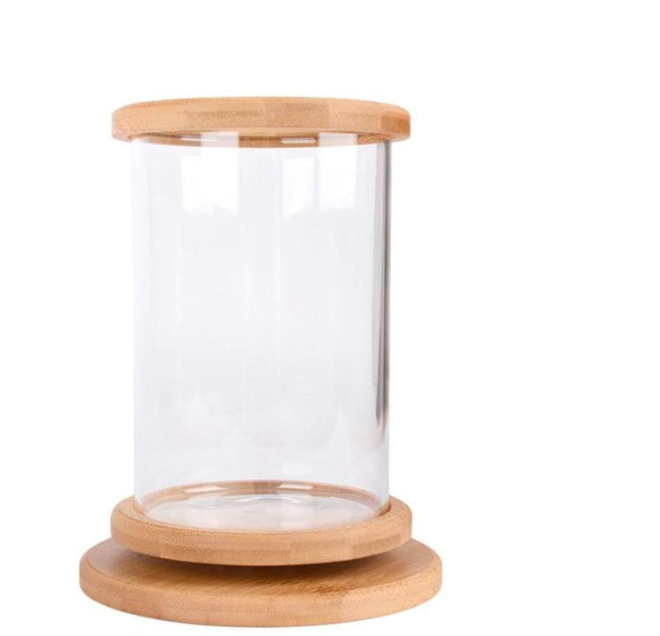 Small Office Glass Aquarium Bamboo Base