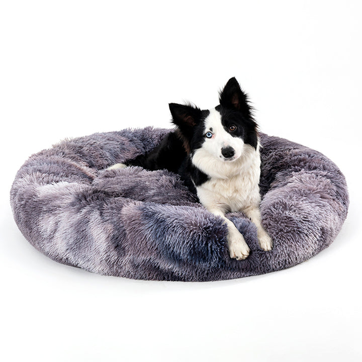 Fluffy Donut Dog Bed  Warm Soft Long Plush