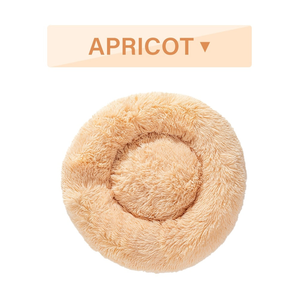 Fluffy Donut Dog Bed  Warm Soft Long Plush