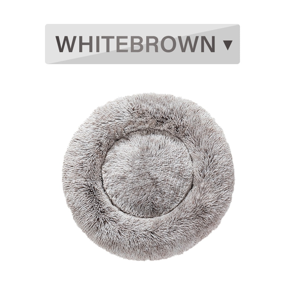 Fluffy Donut Dog Bed  Warm Soft Long Plush