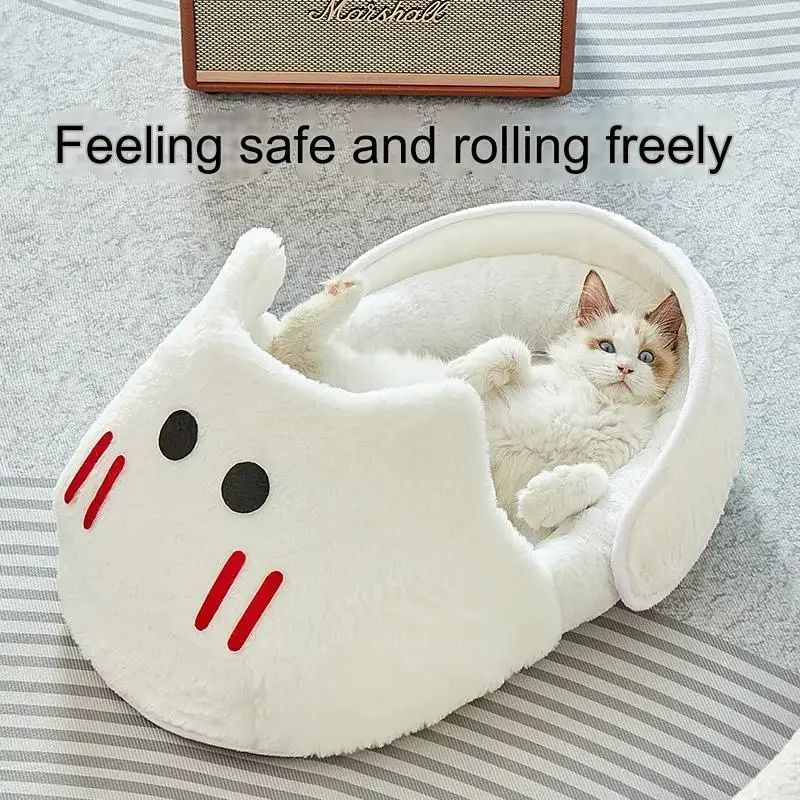 Portable Plush Slipper Cat Bed