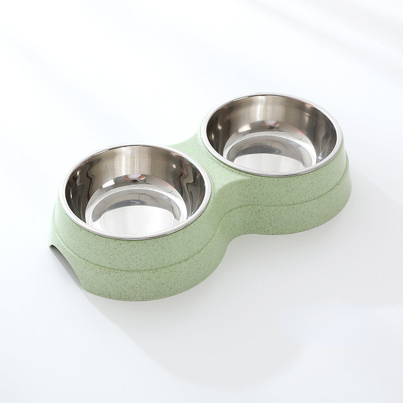 Double Pet Bowls Dog Food Water Feeder