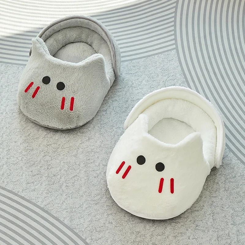 Portable Plush Slipper Cat Bed
