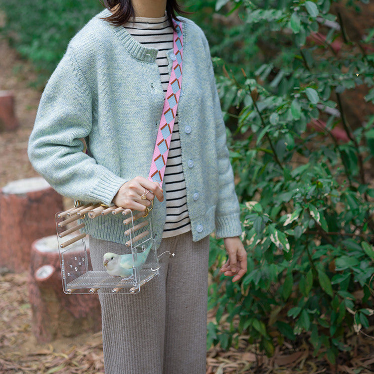 Full Transparent Bird Cage Log Acrylic Parrot