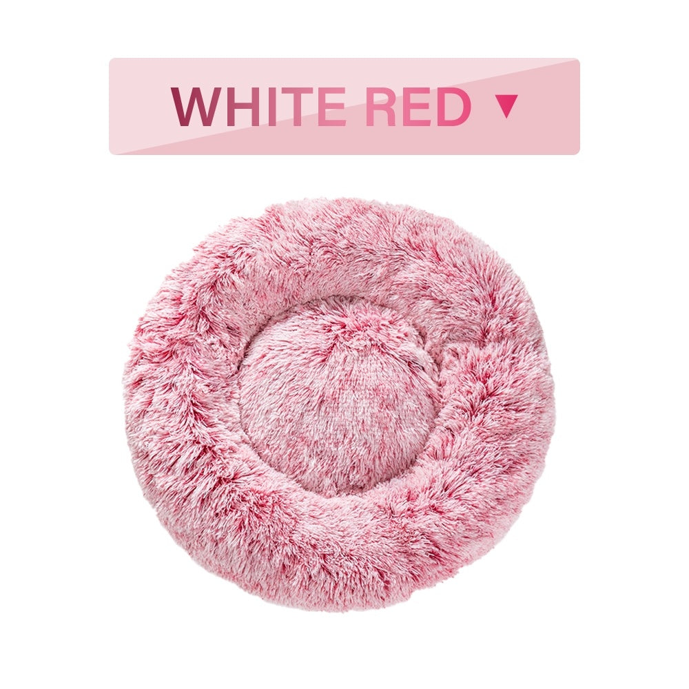Fluffy Donut Dog Bed  Warm Soft Long Plush